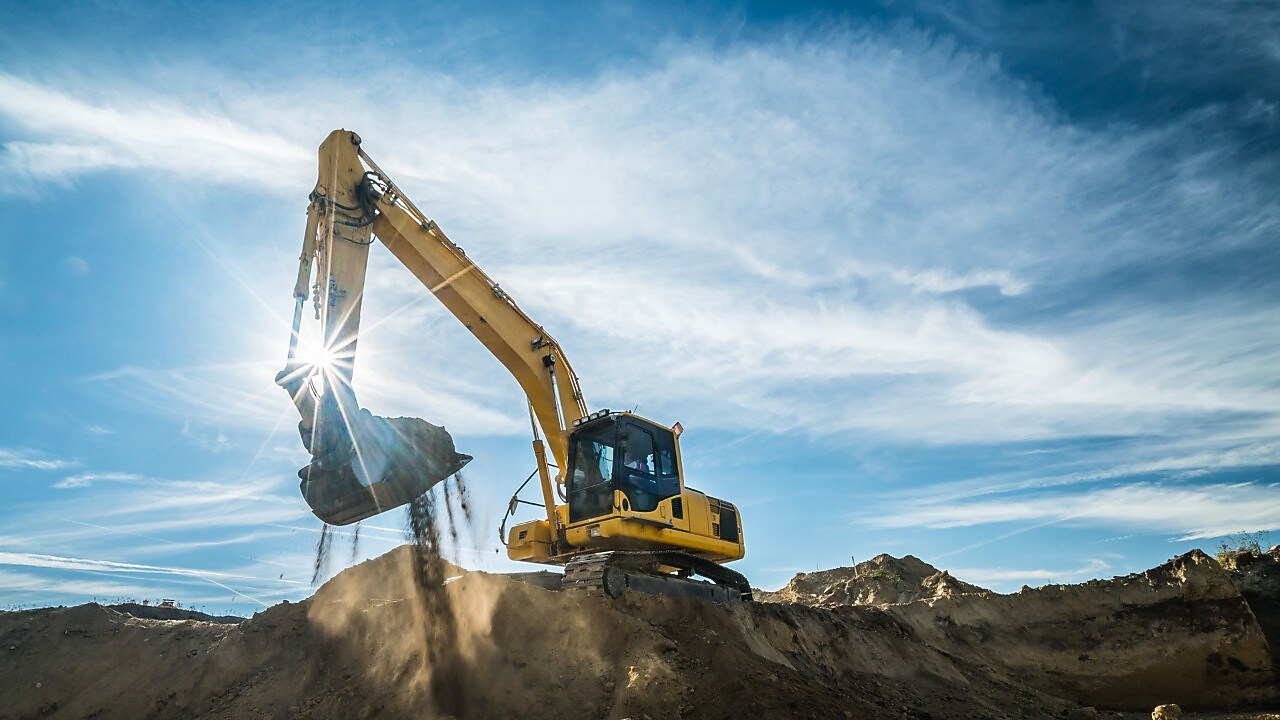 Excavator at work on construction site