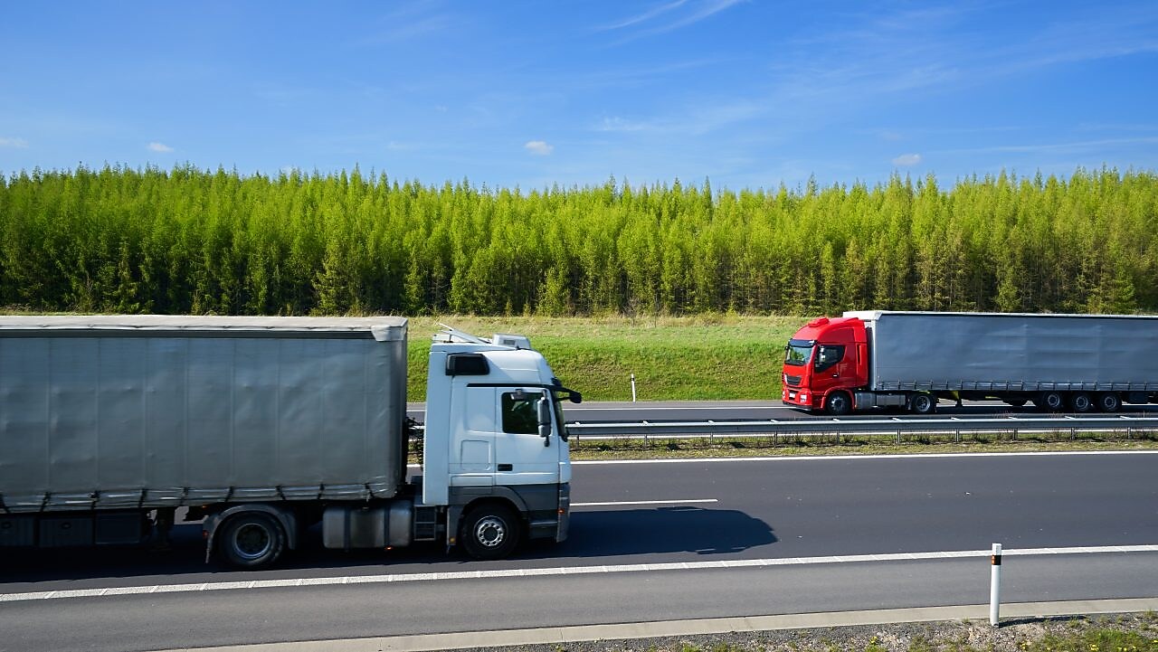 Trucks on a highway