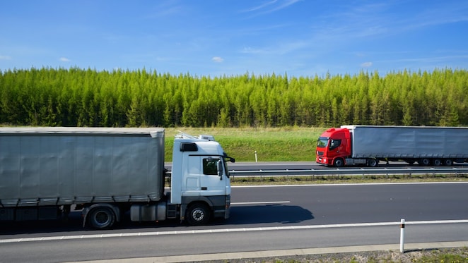 Trucks on a highway
