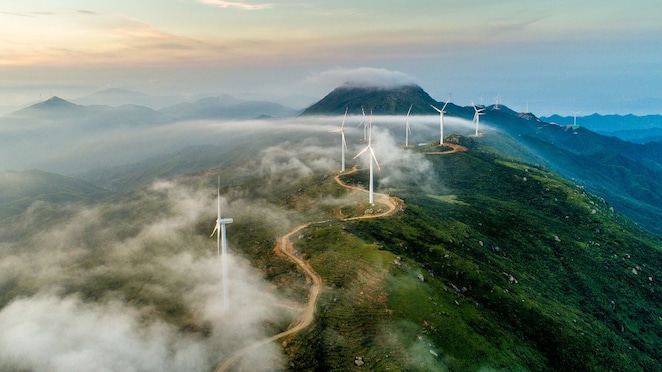Wind turbines on a mountain top