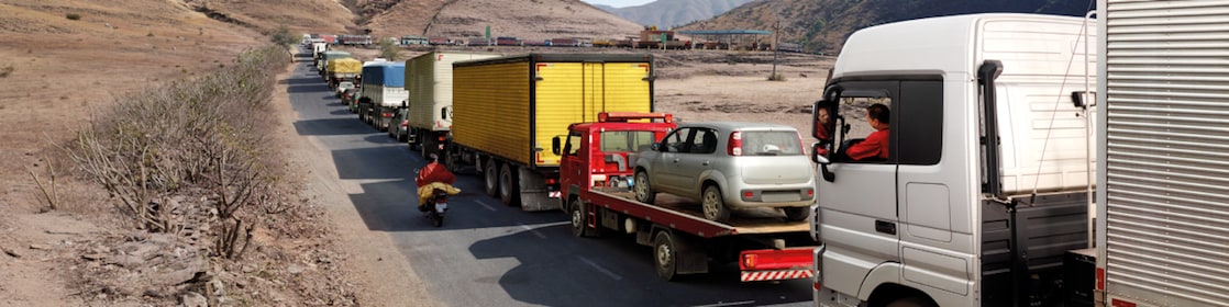 truck driver driving on empty road