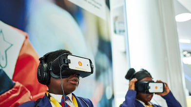School children using Artificial Intelligence tools. 