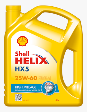 Packshot of Shell Helix HX5 High Mileage 25W-60