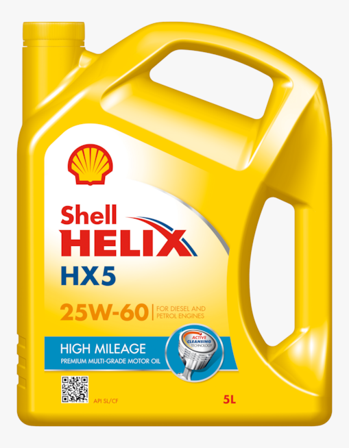 Packshot of Shell Helix HX5 High Mileage 25W-60